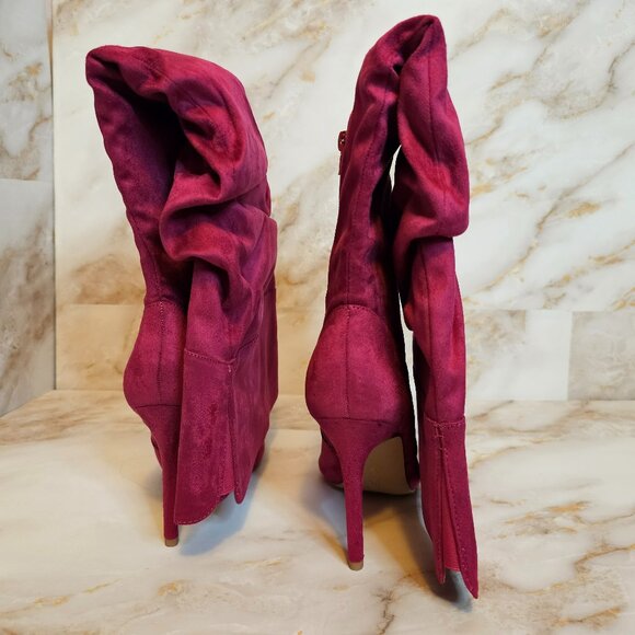 BCBGeneration Himani Slouch Tall Boot, Viva Pink Microsuede, Size 7, NWOT - Picture 3 of 5